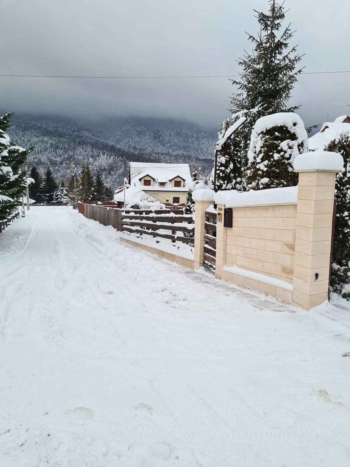 Intrarea în cabană iarna